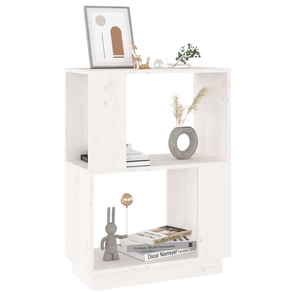 vidaXL Bibliotecă/Separator cameră, alb, 51x25x70 cm lemn masiv pin