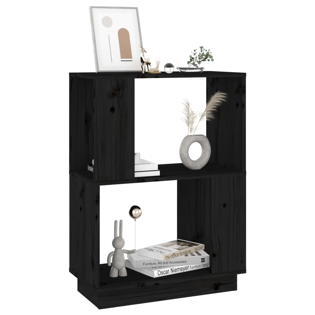 vidaXL Bibliotecă/Separator cameră negru 51x25x70 cm lemn masiv de pin