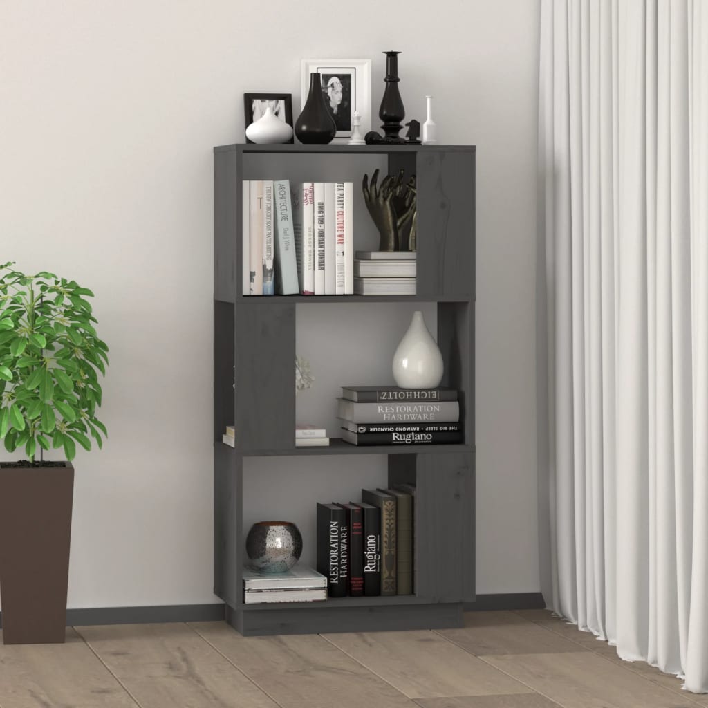 vidaXL Bibliotecă/Separator cameră, gri, 51x25x101 cm lemn masiv pin