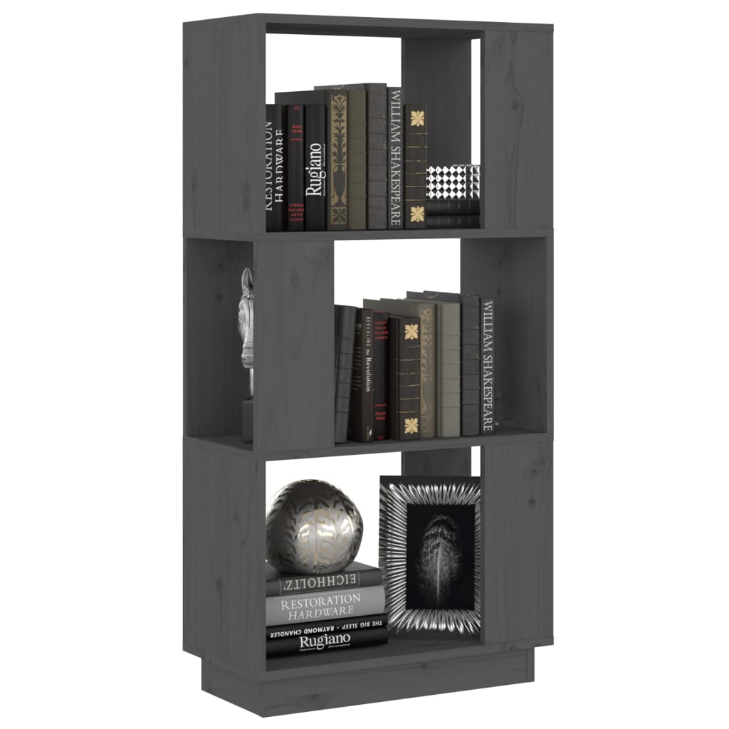 vidaXL Bibliotecă/Separator cameră, gri, 51x25x101 cm lemn masiv pin