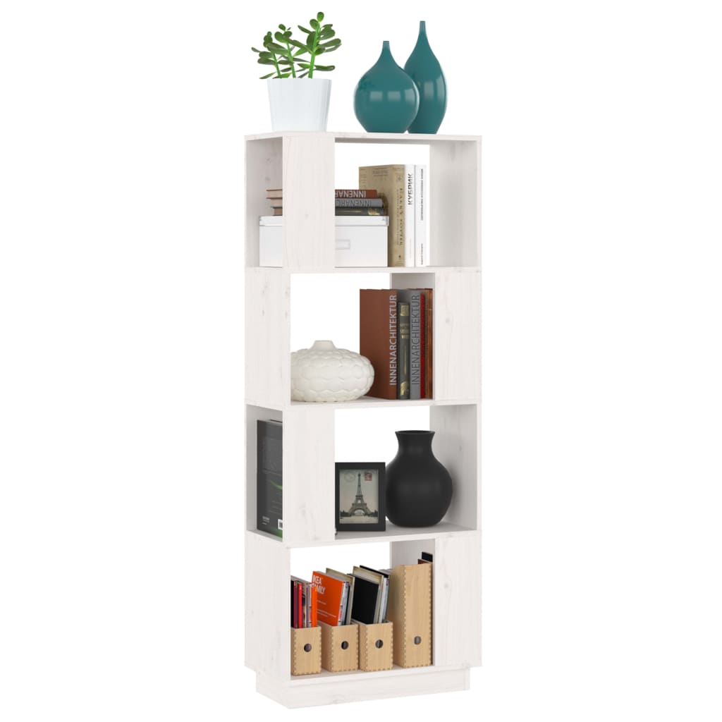 vidaXL Bibliotecă/Separator cameră, alb, 51x25x132 cm lemn masiv pin