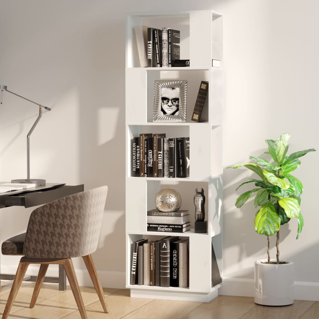 vidaXL Bibliotecă/Separator cameră, alb, 51x25x163,5 cm lemn masiv pin