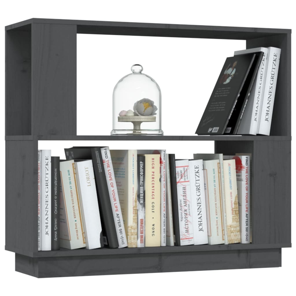 vidaXL Bibliotecă/Separator cameră, gri, 80x25x70 cm lemn masiv pin vidaXL Bibliotecă/Separator cameră, gri, 80x25x70 cm lemn masiv pin