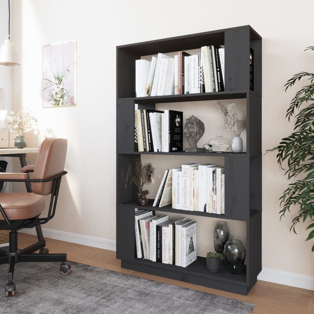 vidaXL Bibliotecă/Separator cameră, gri, 80x25x132 cm, lemn masiv pin vidaXL Bibliotecă/Separator cameră, gri, 80x25x132 cm, lemn masiv pin