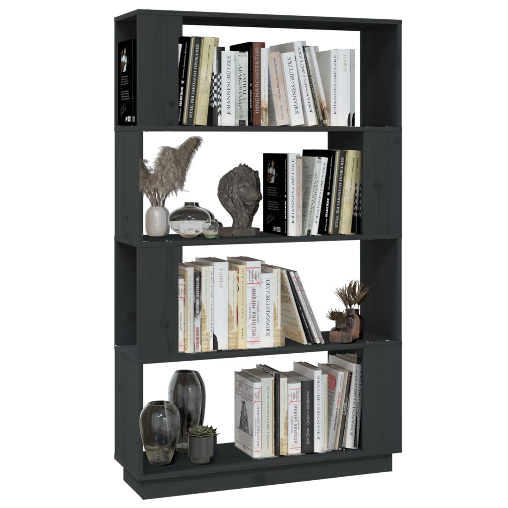 vidaXL Bibliotecă/Separator cameră, gri, 80x25x132 cm, lemn masiv pin vidaXL Bibliotecă/Separator cameră, gri, 80x25x132 cm, lemn masiv pin