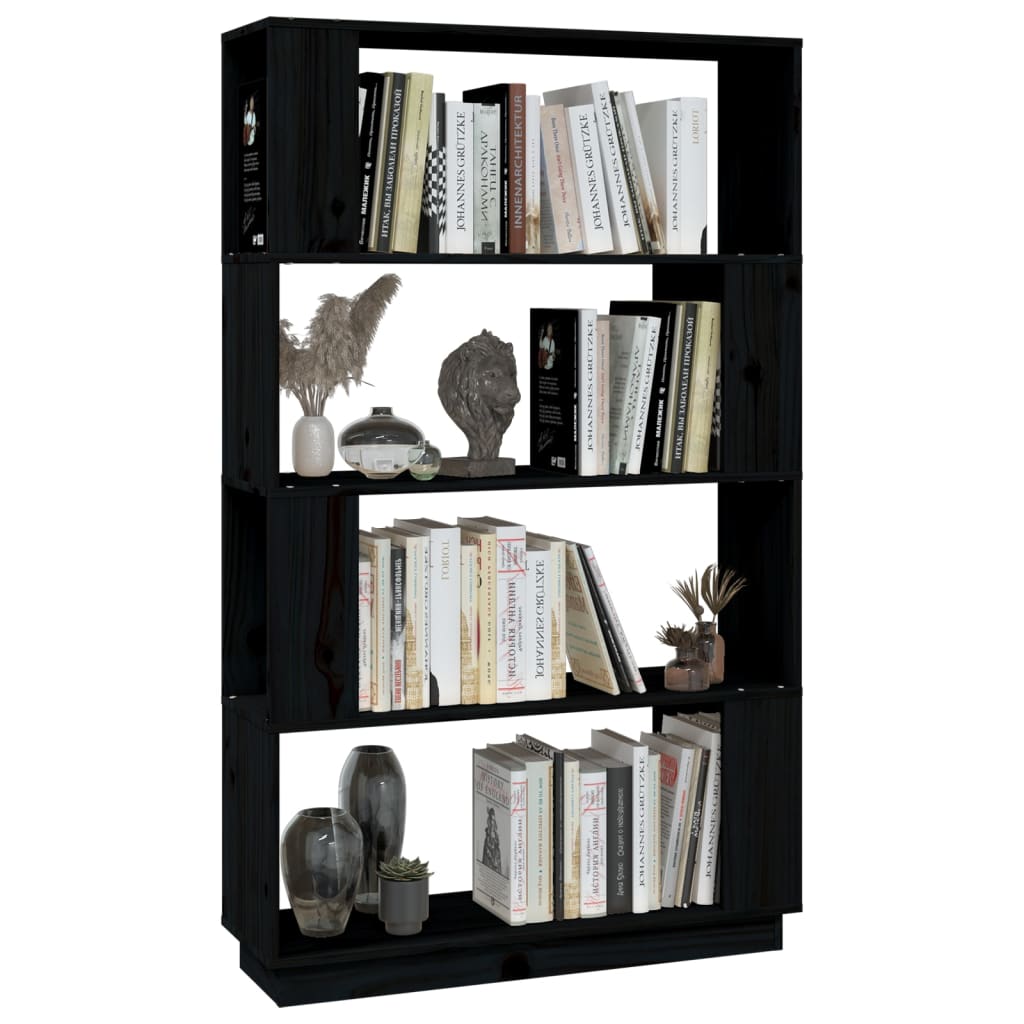 vidaXL Bibliotecă/Separator cameră, negru, 80x25x132 cm lemn masiv pin vidaXL Bibliotecă/Separator cameră, negru, 80x25x132 cm lemn masiv pin