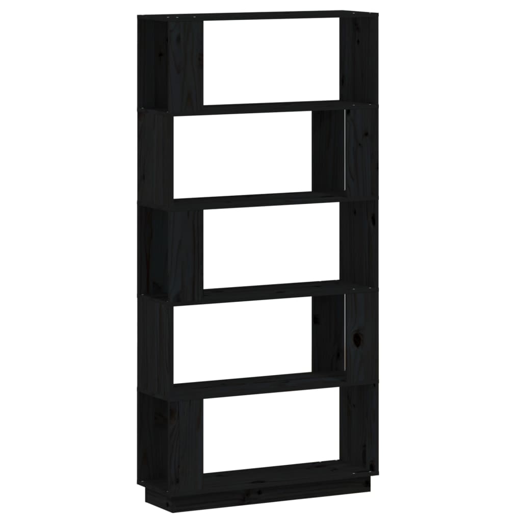vidaXL Bibliotecă/Separator cameră negru 80x25x163,5 cm lemn masiv pin