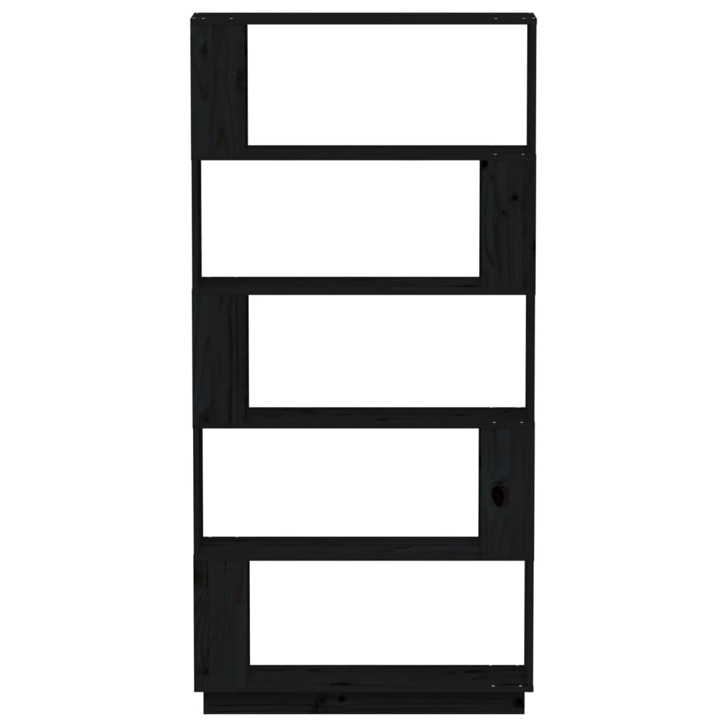 vidaXL Bibliotecă/Separator cameră negru 80x25x163,5 cm lemn masiv pin