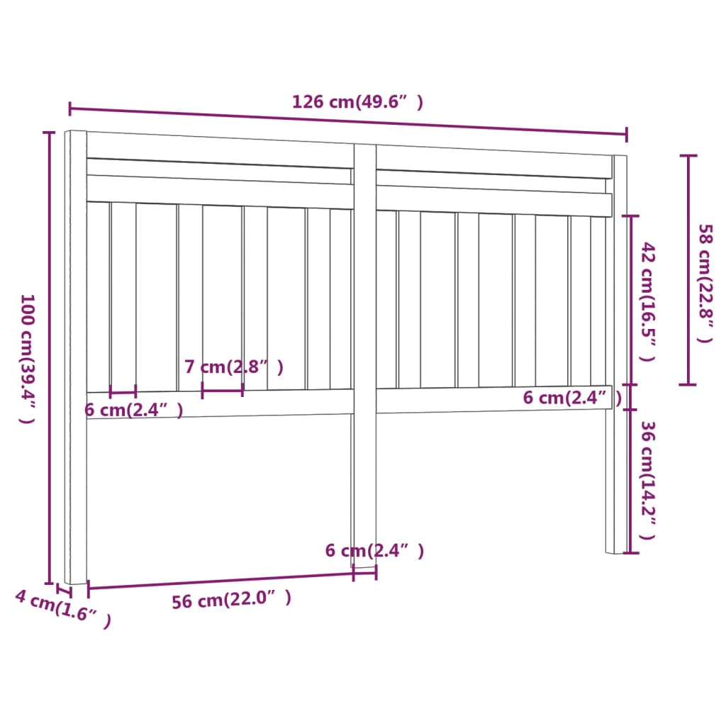 vidaXL Tăblie de pat, gri, 126x4x100 cm, lemn masiv de pin vidaXL Tăblie de pat, gri, 126x4x100 cm, lemn masiv de pin