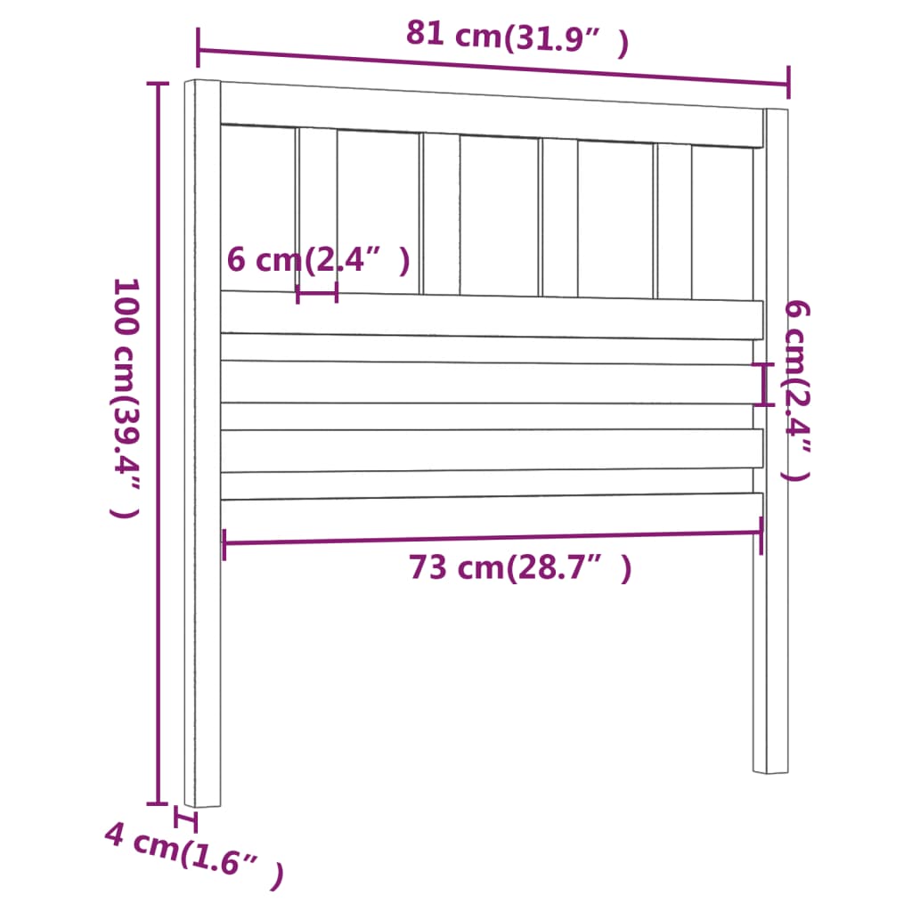vidaXL Tăblie de pat, gri, 81x4x100 cm, lemn masiv de pin