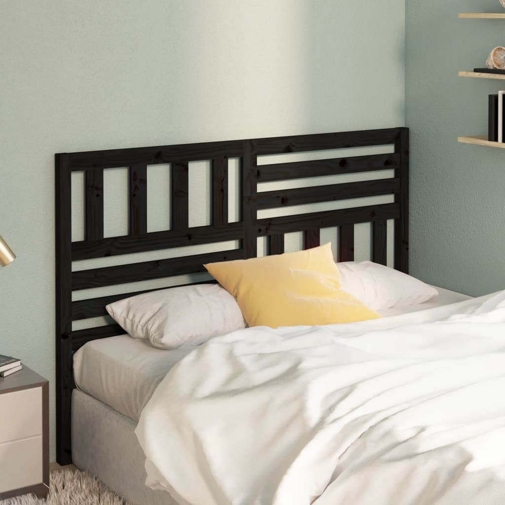vidaXL Tăblie de pat, negru, 126x4x100 cm, lemn masiv de pin vidaXL Tăblie de pat, negru, 126x4x100 cm, lemn masiv de pin