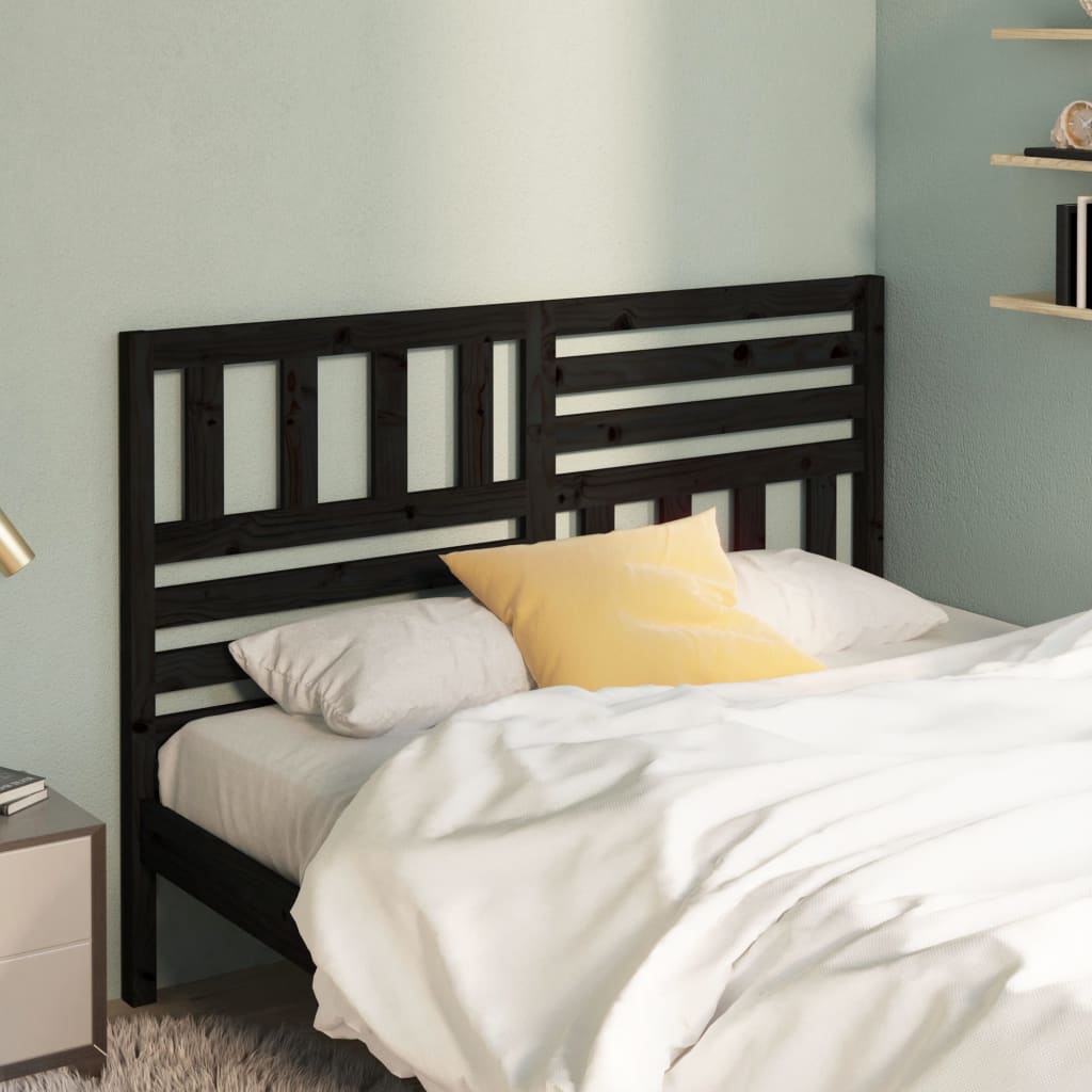 vidaXL Tăblie de pat, negru, 126x4x100 cm, lemn masiv de pin vidaXL Tăblie de pat, negru, 126x4x100 cm, lemn masiv de pin