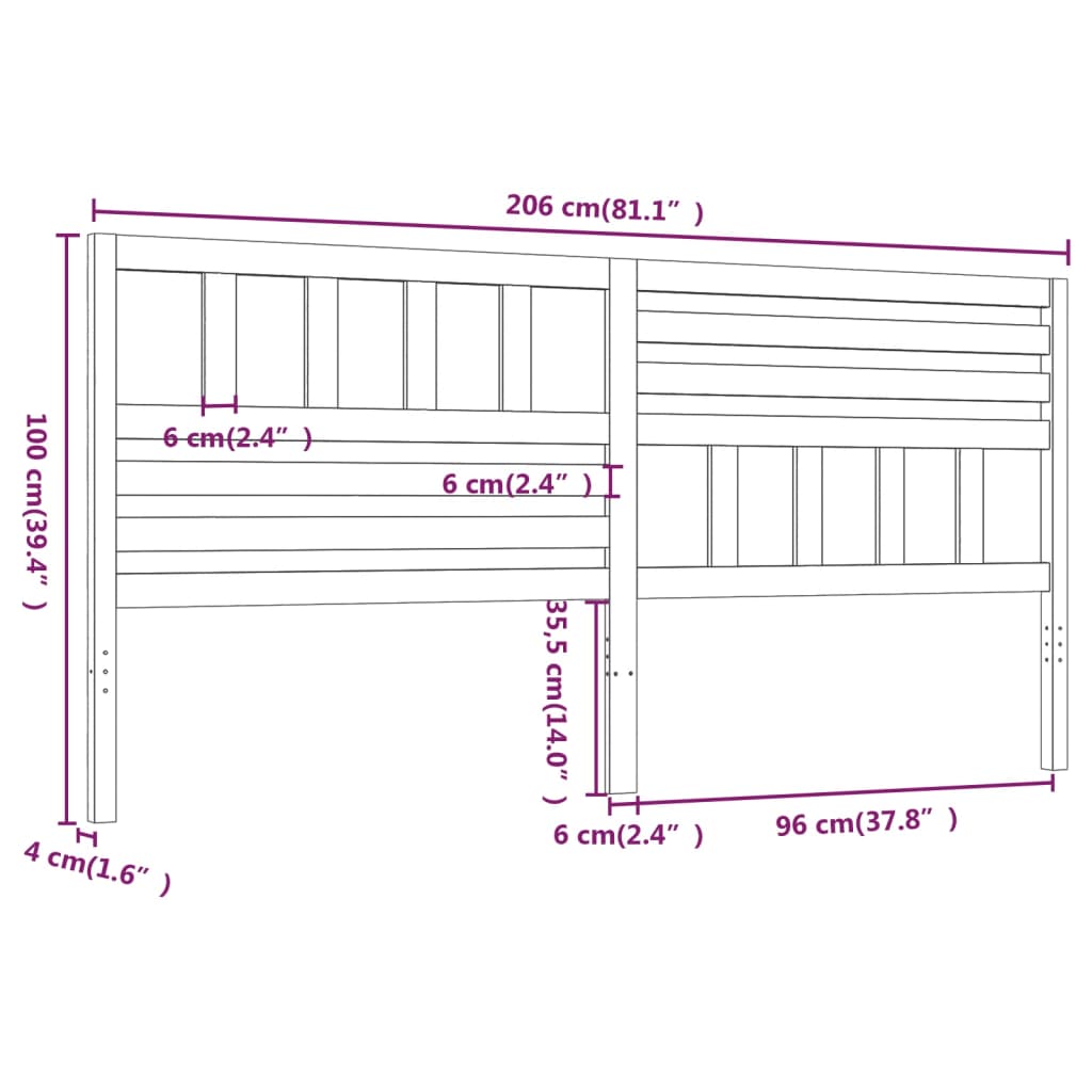 vidaXL Tăblie de pat, alb, 206x4x100 cm, lemn masiv de pin vidaXL Tăblie de pat, alb, 206x4x100 cm, lemn masiv de pin