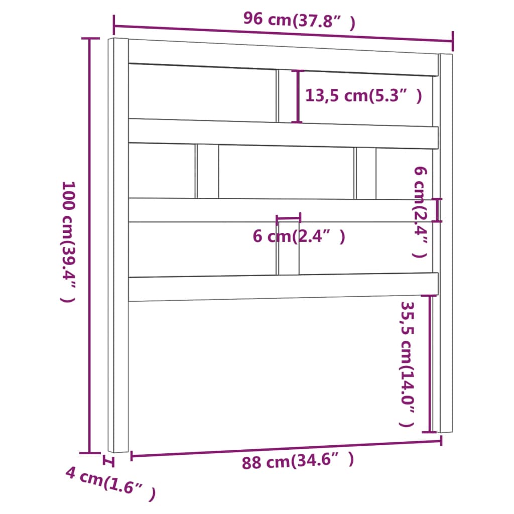 vidaXL Tăblie de pat, maro miere, 96x4x100 cm, lemn masiv de pin vidaXL Tăblie de pat, maro miere, 96x4x100 cm, lemn masiv de pin