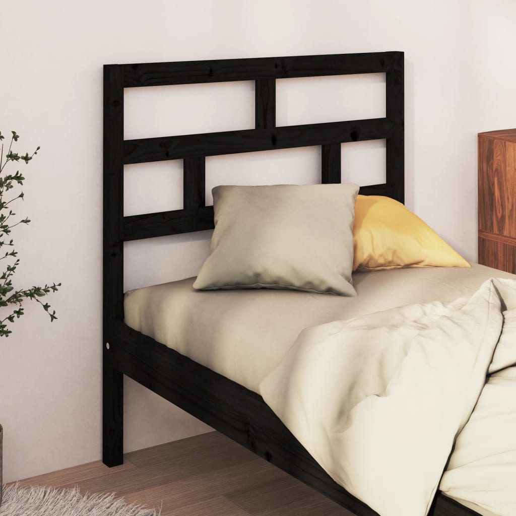 vidaXL Tăblie de pat, negru, 96x4x100 cm, lemn masiv de pin