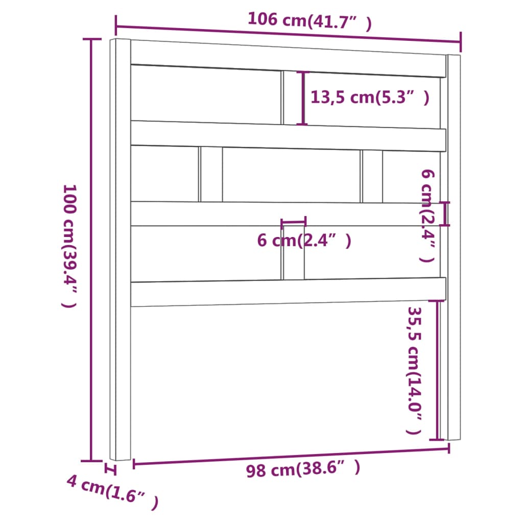 vidaXL Tăblie de pat, gri, 106x4x100 cm, lemn masiv de pin vidaXL Tăblie de pat, gri, 106x4x100 cm, lemn masiv de pin