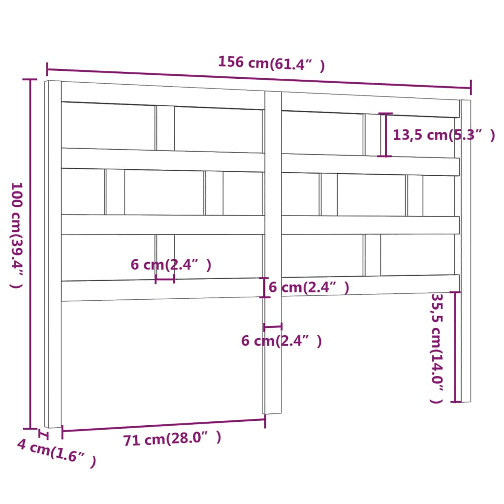vidaXL Tăblie de pat, gri, 156x4x100 cm, lemn masiv de pin