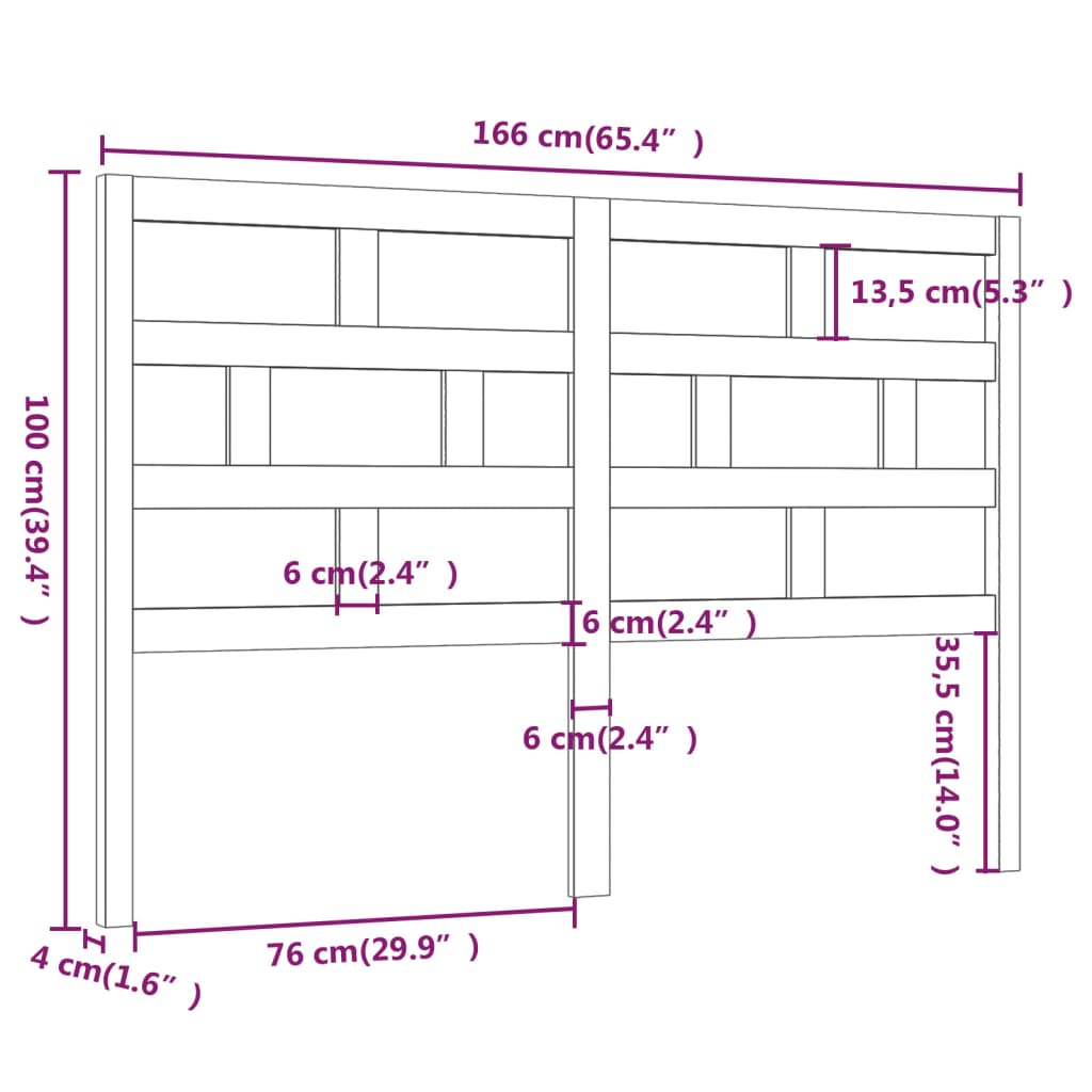 vidaXL Tăblie de pat, gri, 166x4x100 cm, lemn masiv de pin