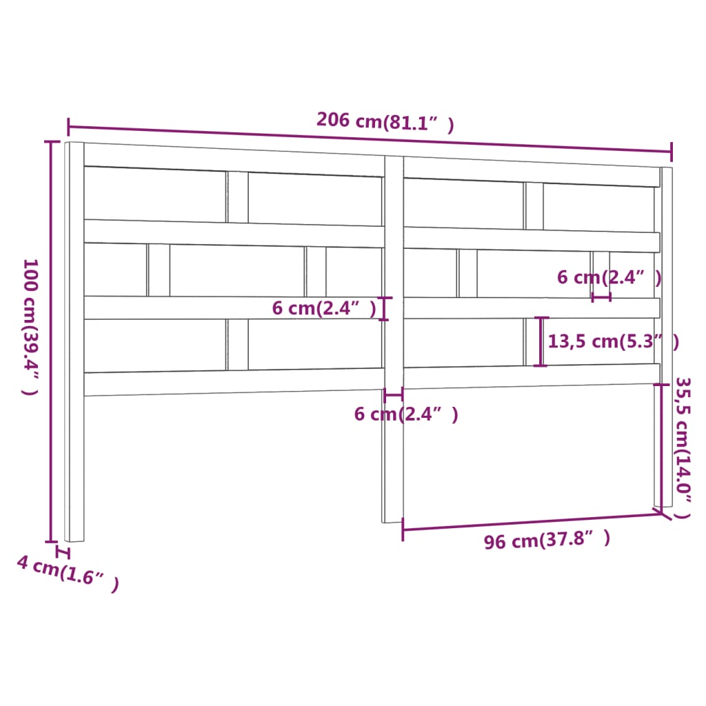 vidaXL Tăblie de pat, gri, 206x4x100 cm, lemn masiv de pin vidaXL Tăblie de pat, gri, 206x4x100 cm, lemn masiv de pin