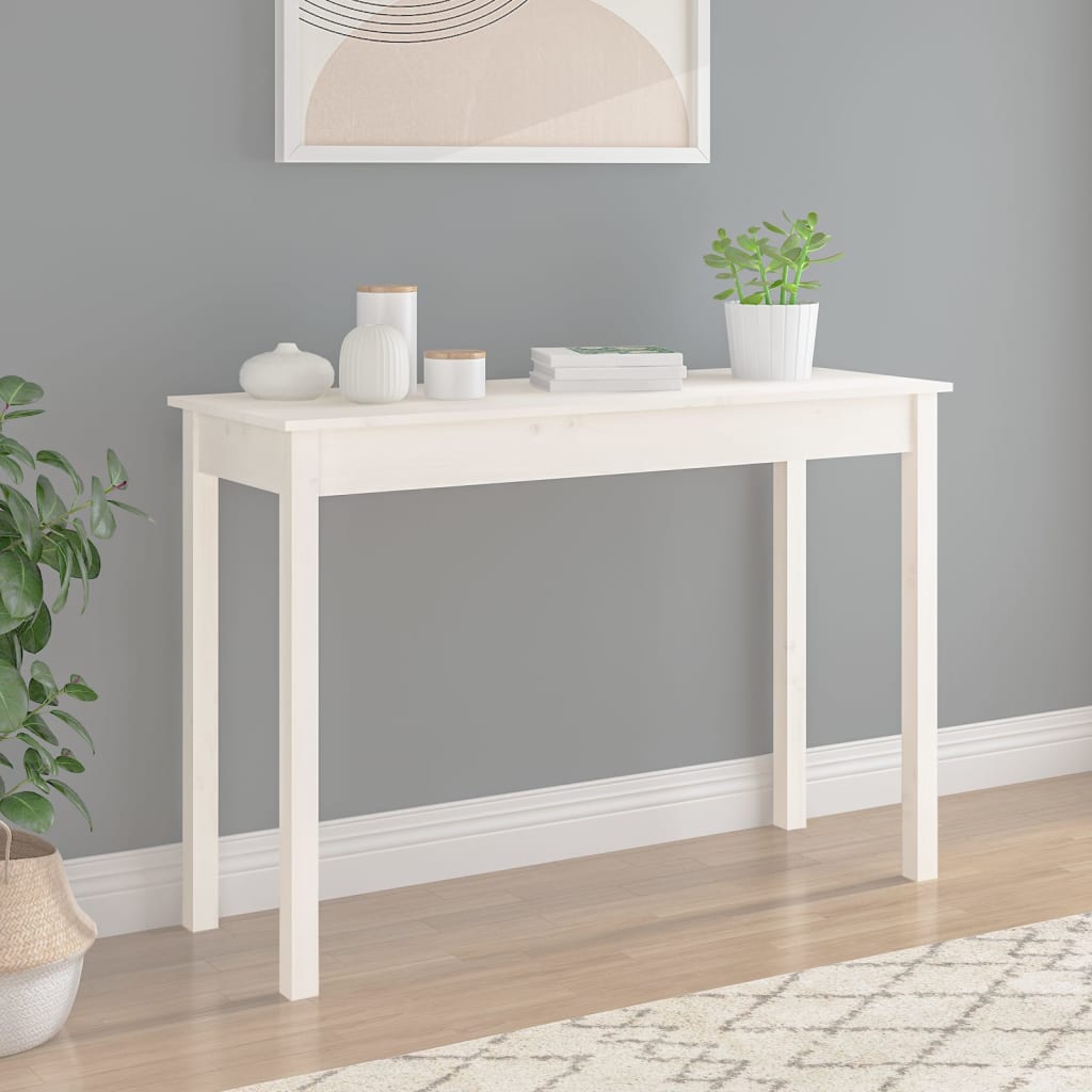 vidaXL Masă consolă, alb, 110x40x75 cm, lemn masiv de pin vidaXL Masă consolă, alb, 110x40x75 cm, lemn masiv de pin