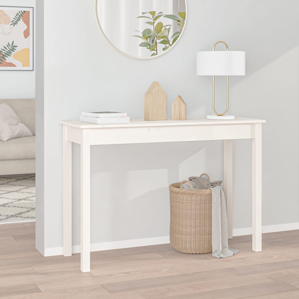 vidaXL Masă consolă, alb, 110x40x75 cm, lemn masiv de pin vidaXL Masă consolă, alb, 110x40x75 cm, lemn masiv de pin