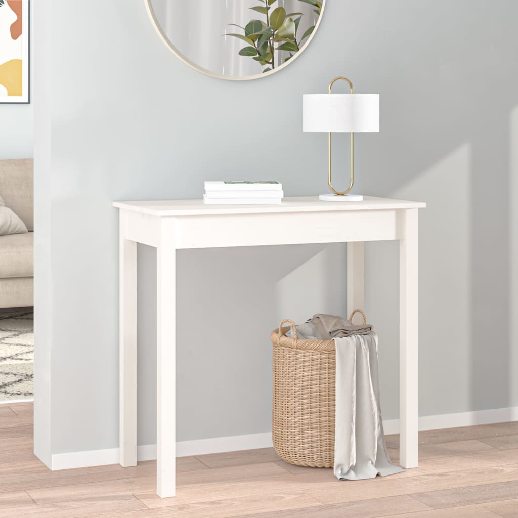 vidaXL Masă consolă, alb, 80x40x75 cm, lemn masiv de pin vidaXL Masă consolă, alb, 80x40x75 cm, lemn masiv de pin