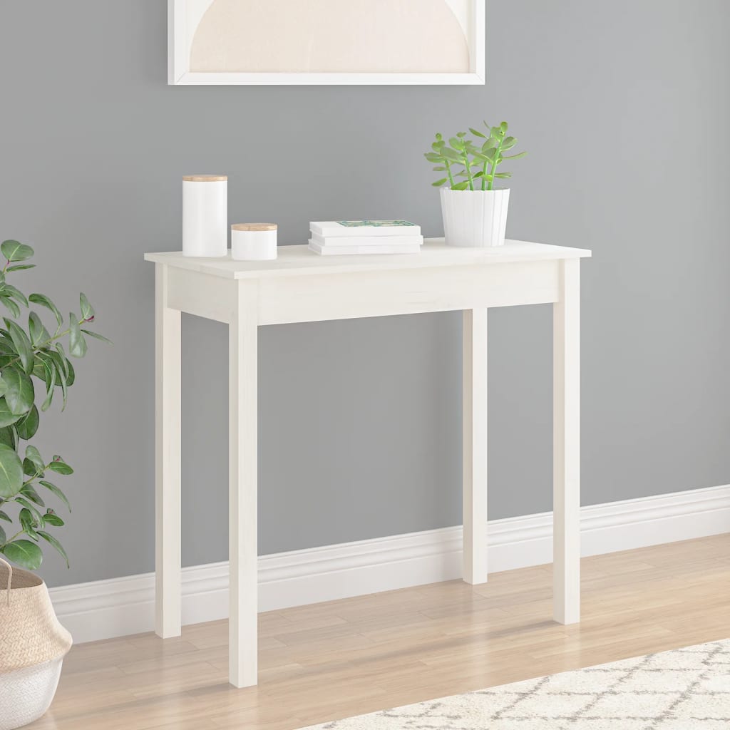 vidaXL Masă consolă, alb, 80x40x75 cm, lemn masiv de pin vidaXL Masă consolă, alb, 80x40x75 cm, lemn masiv de pin