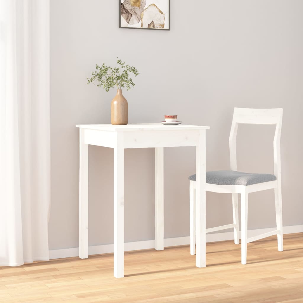 vidaXL Masă de sufragerie, alb, 55x55x75 cm, lemn masiv de pin