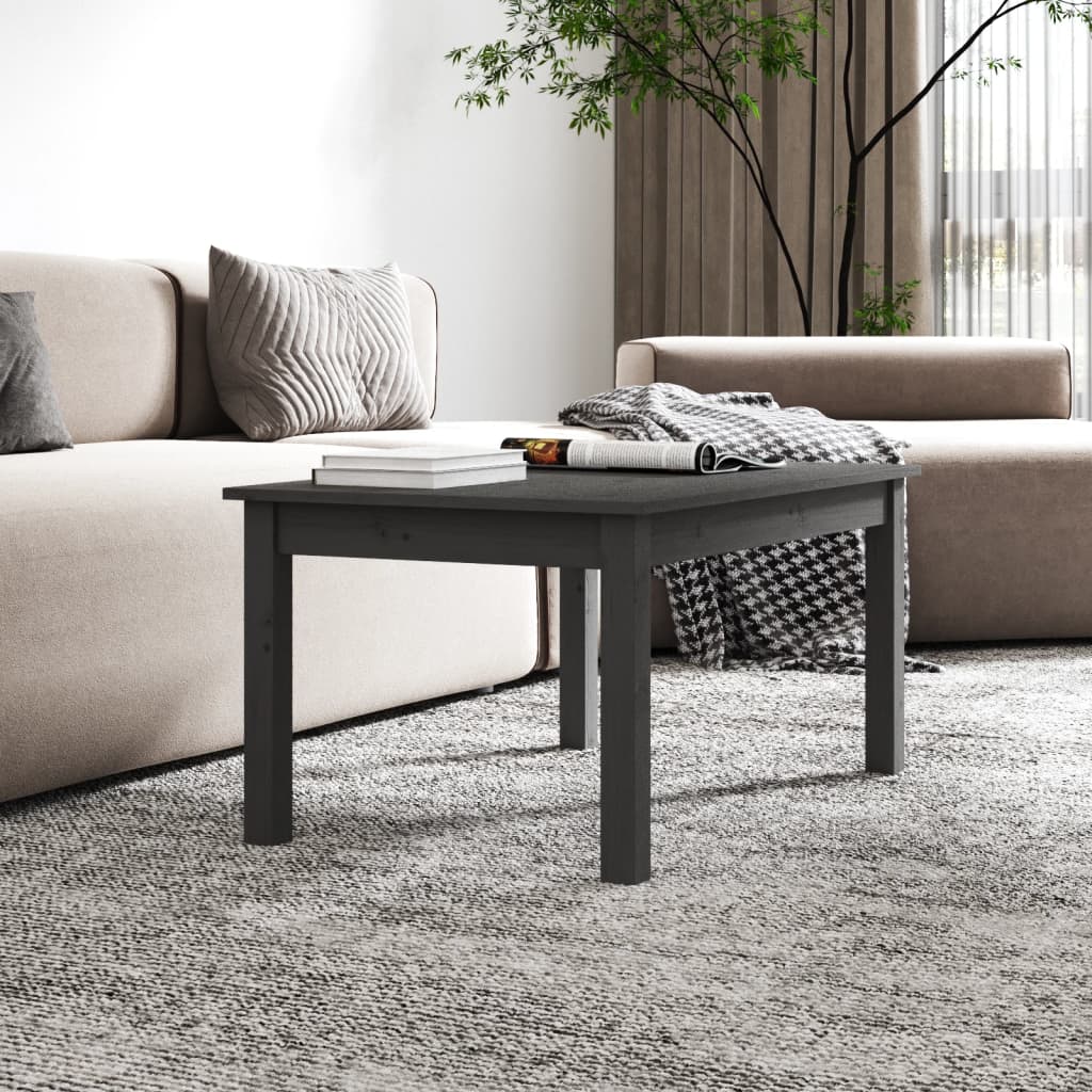 vidaXL Măsuță de cafea, gri, 80x50x40 cm, lemn masiv de pin vidaXL Măsuță de cafea, gri, 80x50x40 cm, lemn masiv de pin