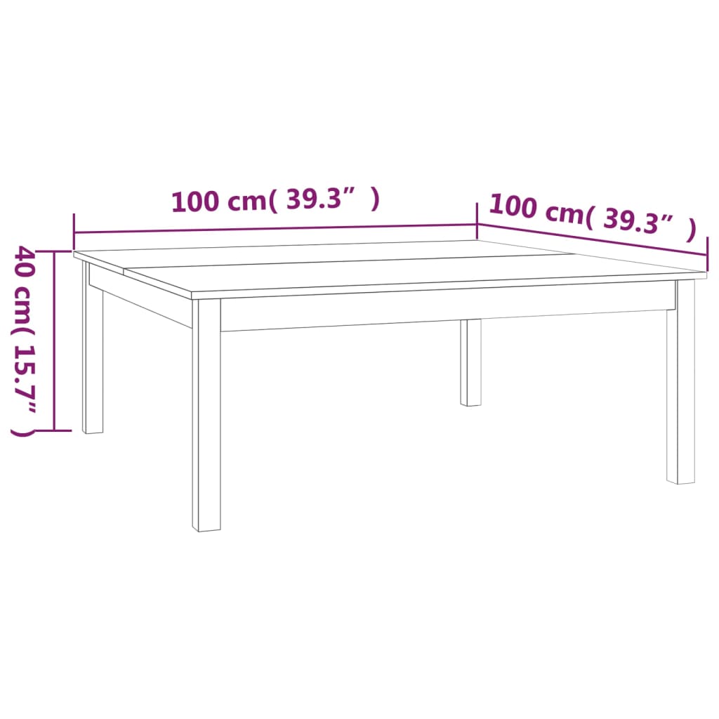 vidaXL Măsuță de cafea, 100x100x40 cm, lemn masiv de pin vidaXL Măsuță de cafea, 100x100x40 cm, lemn masiv de pin