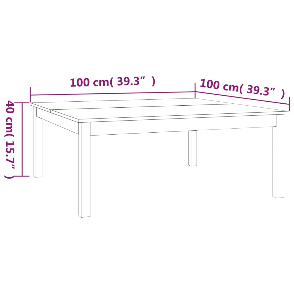 vidaXL Măsuță de cafea, maro miere, 100x100x40 cm, lemn masiv de pin vidaXL Măsuță de cafea, maro miere, 100x100x40 cm, lemn masiv de pin