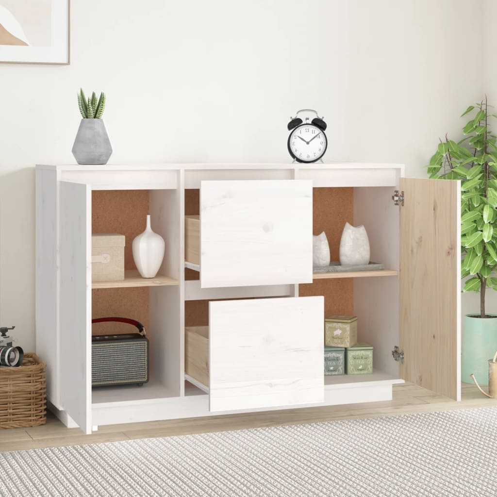 vidaXL Servantă, alb, 111x34x75 cm, lemn masiv de pin
