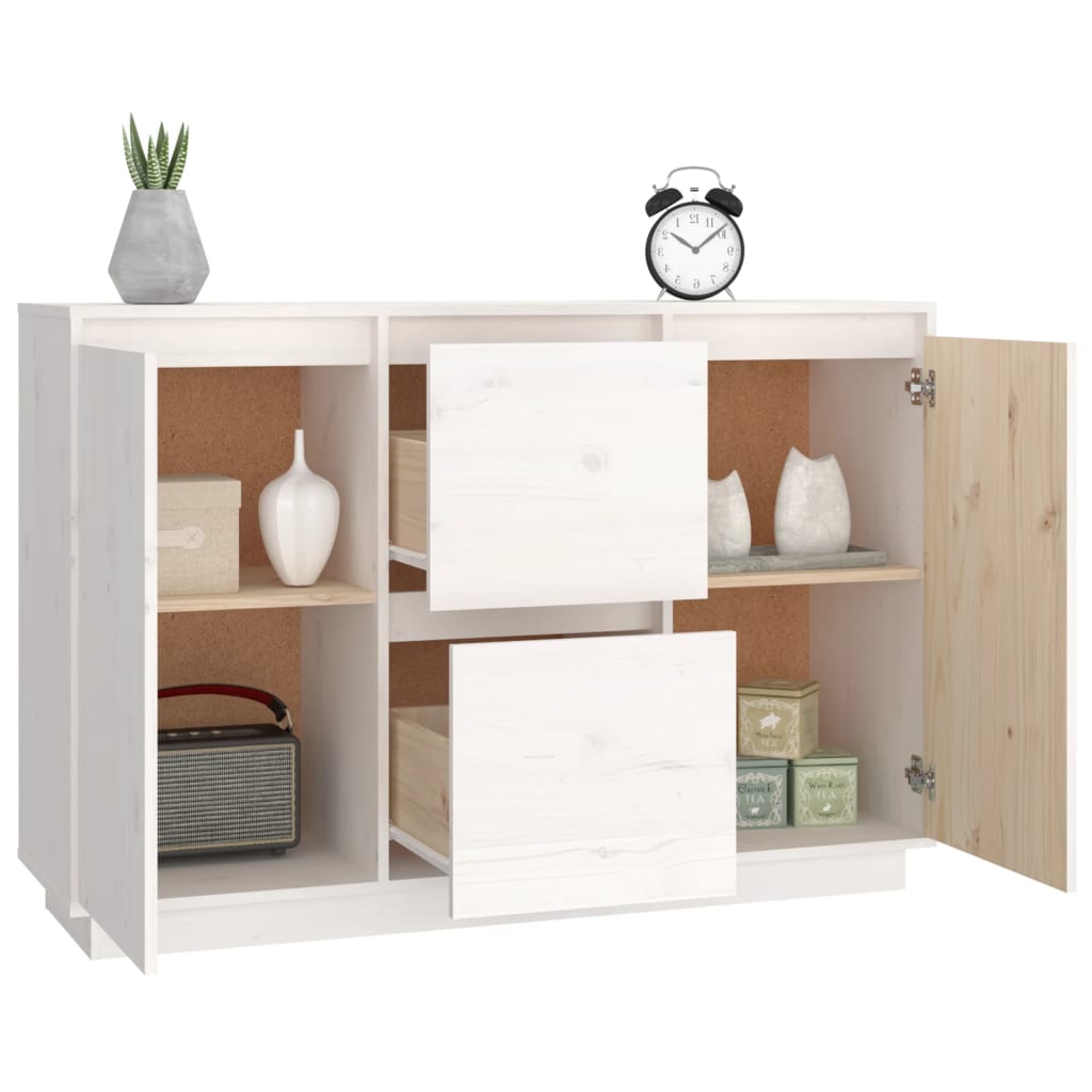 vidaXL Servantă, alb, 111x34x75 cm, lemn masiv de pin
