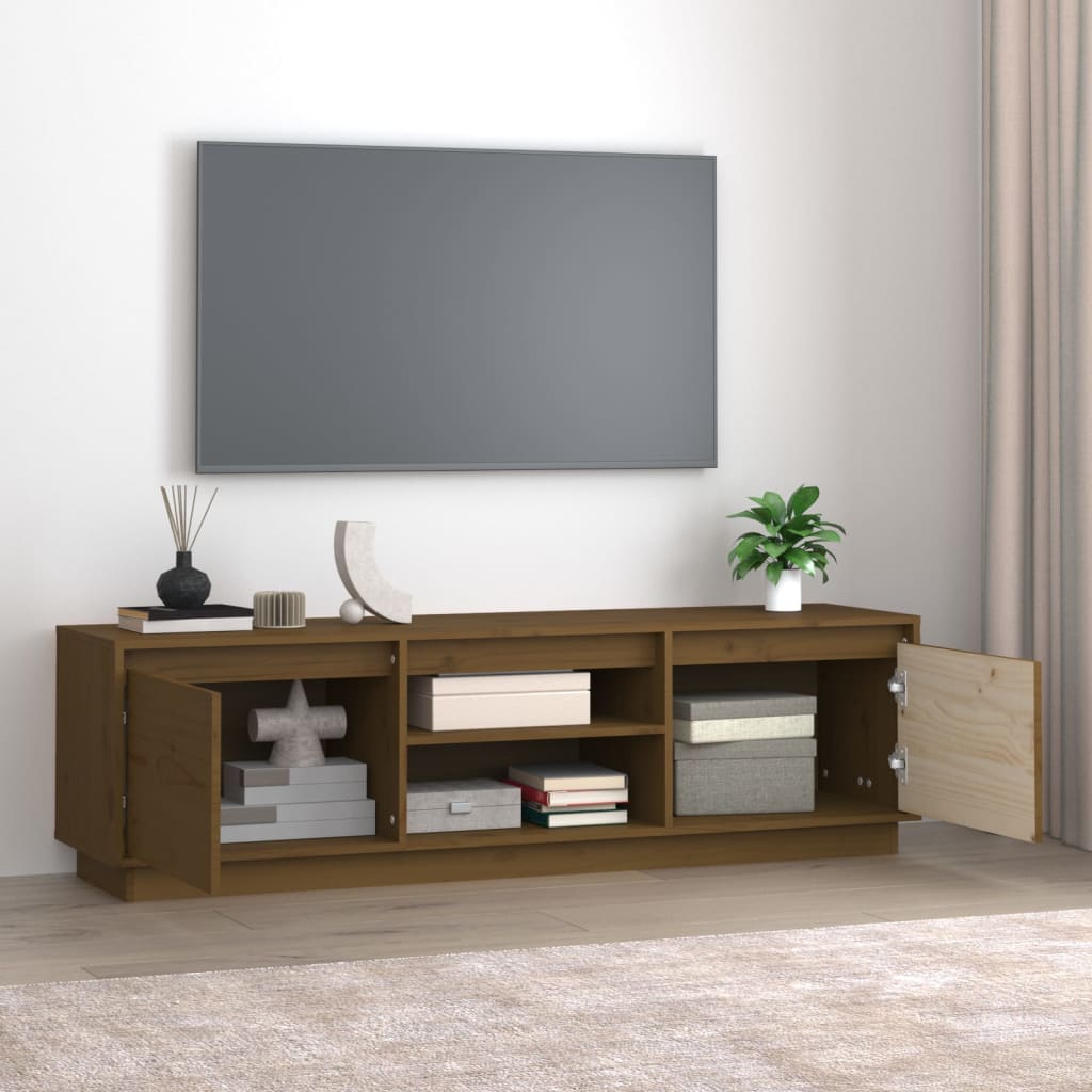 vidaXL Comodă TV, maro miere, 140x35x40 cm, lemn masiv de pin vidaXL Comodă TV, maro miere, 140x35x40 cm, lemn masiv de pin