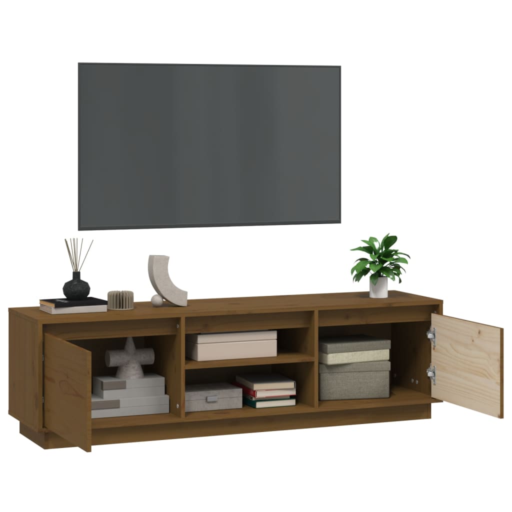 vidaXL Comodă TV, maro miere, 140x35x40 cm, lemn masiv de pin vidaXL Comodă TV, maro miere, 140x35x40 cm, lemn masiv de pin