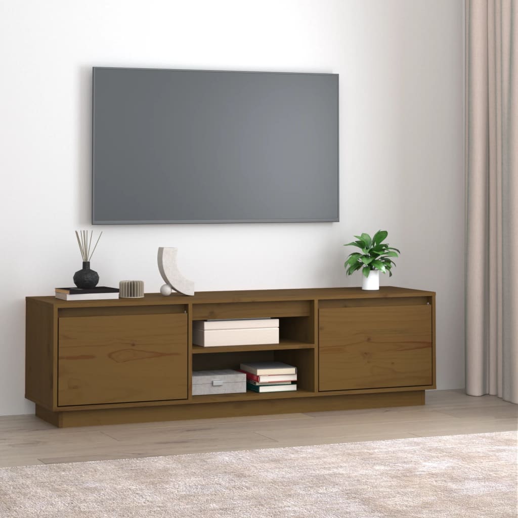 vidaXL Comodă TV, maro miere, 140x35x40 cm, lemn masiv de pin vidaXL Comodă TV, maro miere, 140x35x40 cm, lemn masiv de pin