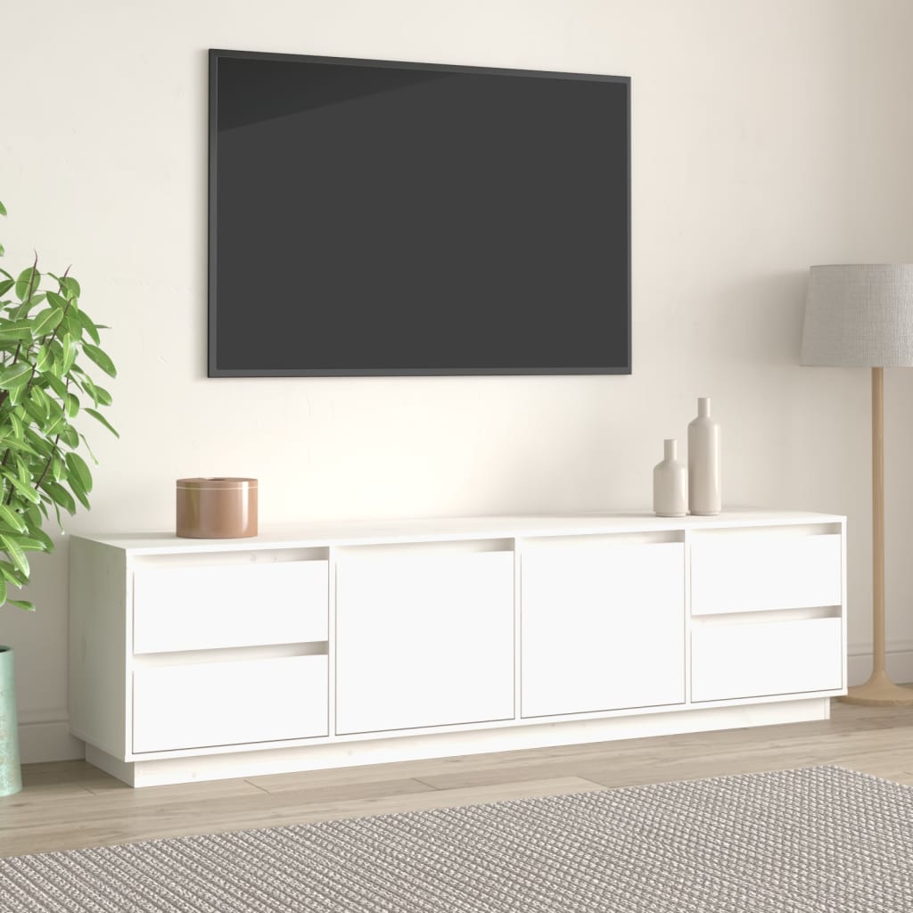 vidaXL Comodă TV, alb, 176x37x47,5 cm, lemn masiv de pin vidaXL Comodă TV, alb, 176x37x47,5 cm, lemn masiv de pin