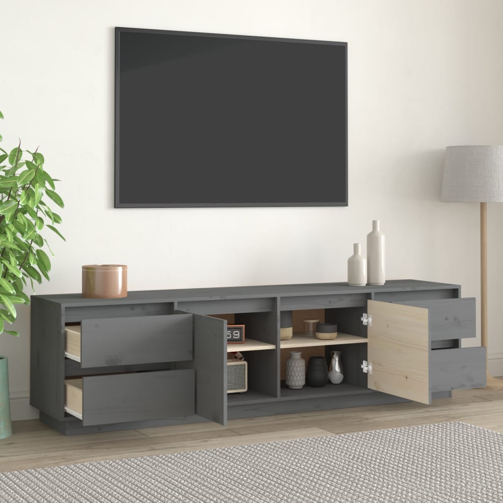 vidaXL Comodă TV, gri, 176x37x47,5 cm, lemn masiv de pin vidaXL Comodă TV, gri, 176x37x47,5 cm, lemn masiv de pin