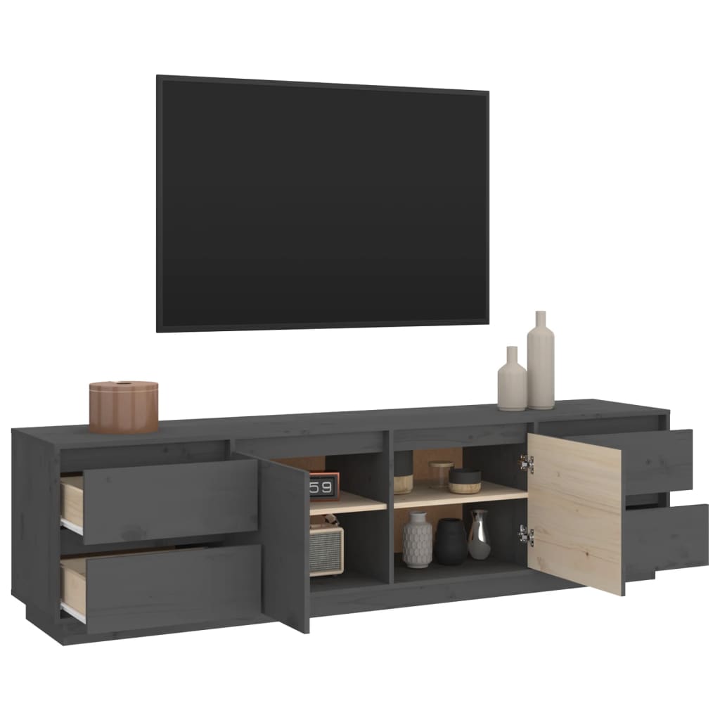 vidaXL Comodă TV, gri, 176x37x47,5 cm, lemn masiv de pin vidaXL Comodă TV, gri, 176x37x47,5 cm, lemn masiv de pin