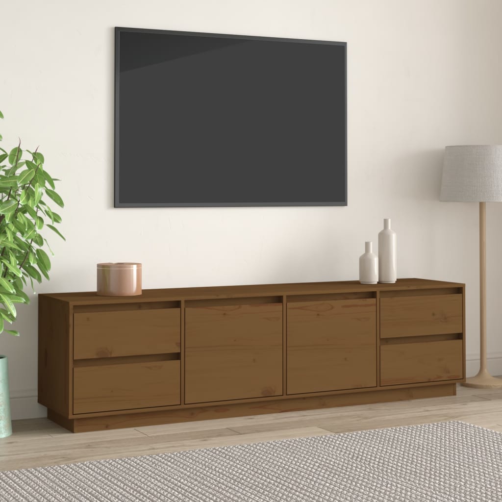 vidaXL Comodă TV, maro miere, 176x37x47,5 cm, lemn masiv de pin vidaXL Comodă TV, maro miere, 176x37x47,5 cm, lemn masiv de pin