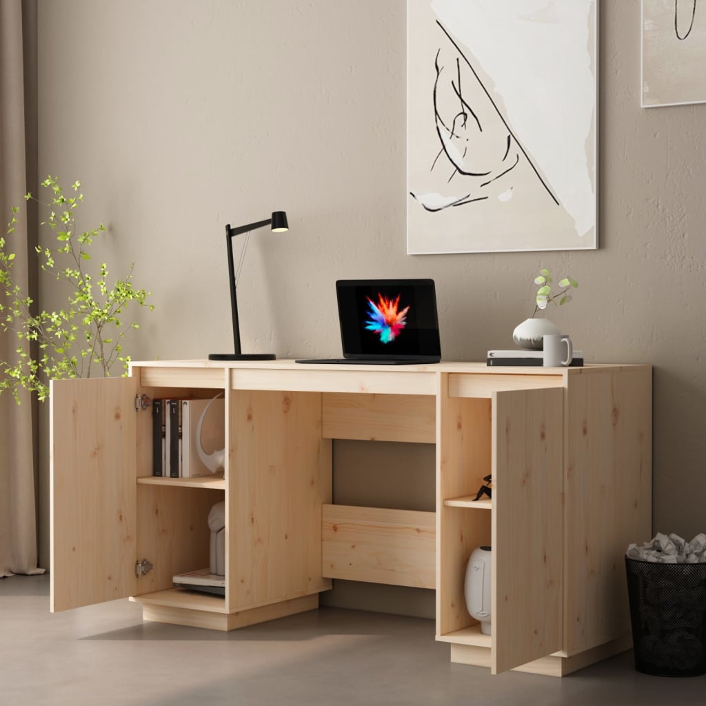 vidaXL Birou, 140x50x75 cm, lemn masiv de pin