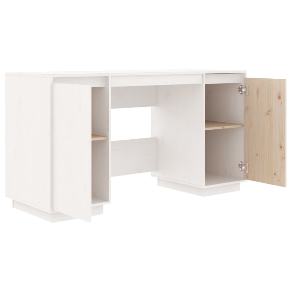 vidaXL Birou, alb, 140x50x75 cm, lemn masiv de pin