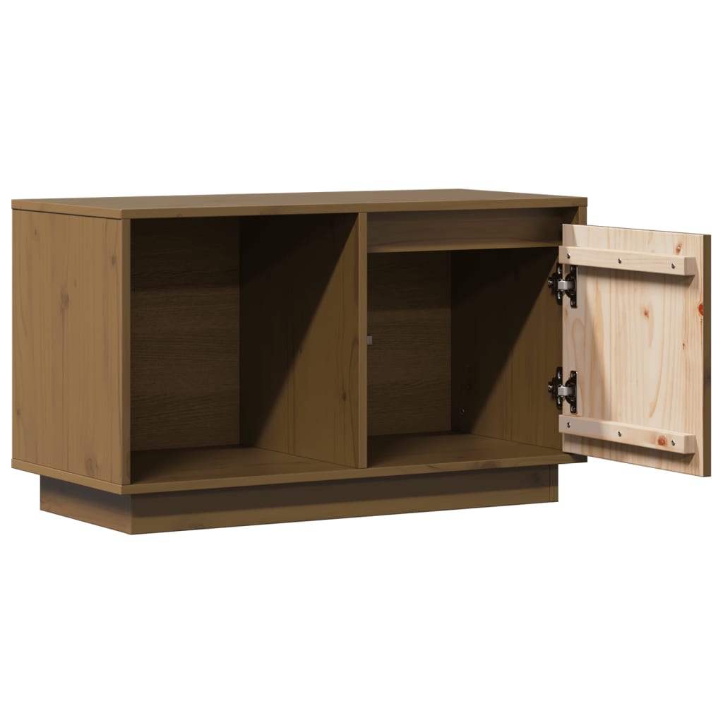 vidaXL Comodă TV, maro miere, 74x35x44 cm, lemn masiv de pin vidaXL Comodă TV, maro miere, 74x35x44 cm, lemn masiv de pin
