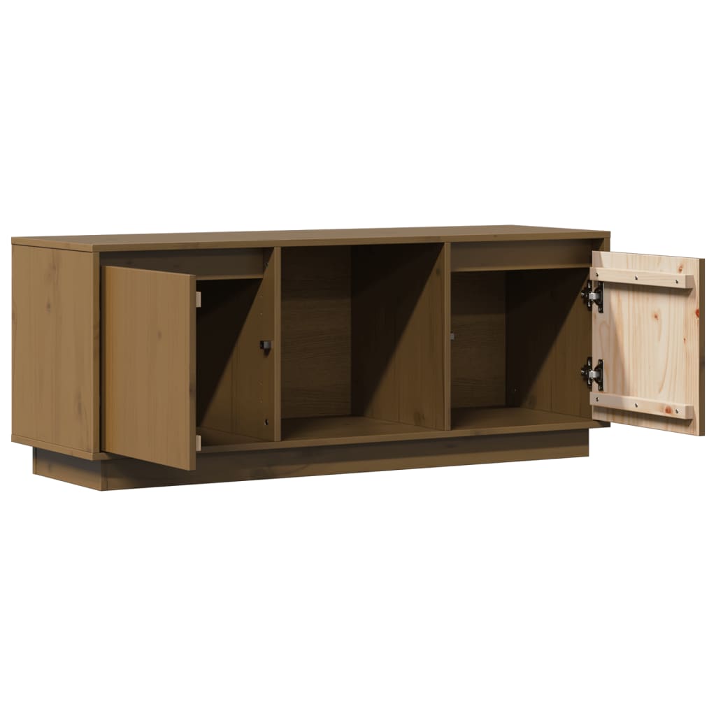 vidaXL Comodă TV, maro miere, 110,5x35x44 cm, lemn masiv de pin vidaXL Comodă TV, maro miere, 110,5x35x44 cm, lemn masiv de pin