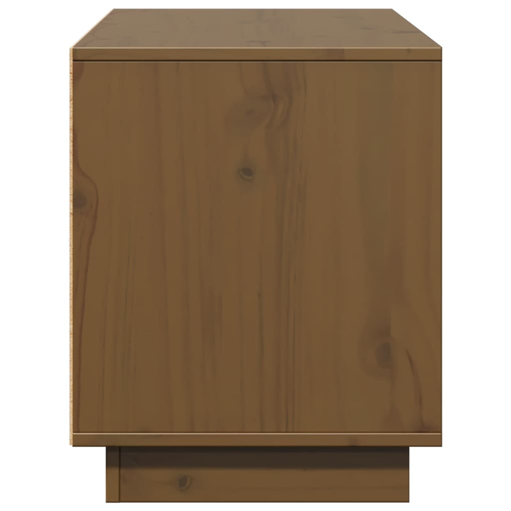 vidaXL Comodă TV, maro miere, 110,5x35x44 cm, lemn masiv de pin vidaXL Comodă TV, maro miere, 110,5x35x44 cm, lemn masiv de pin