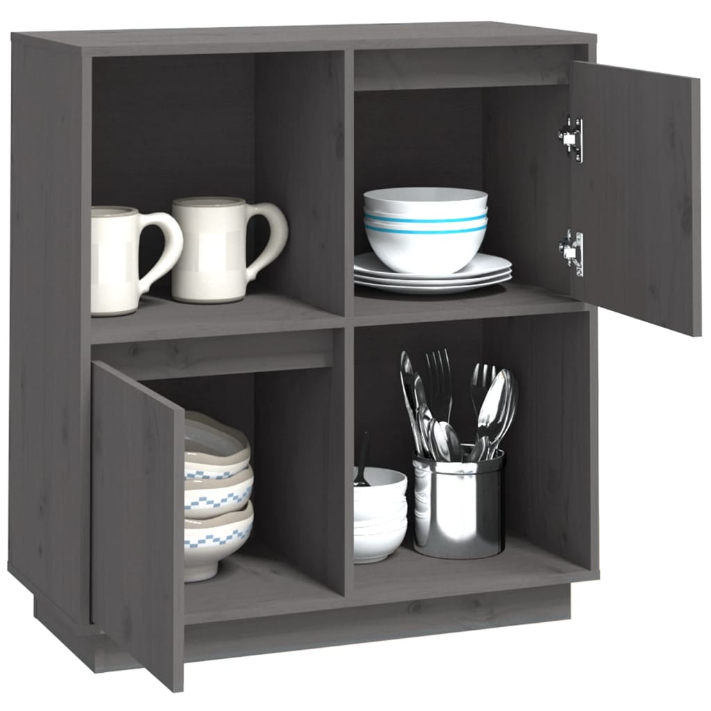 vidaXL Dulap, gri, 74x35x80 cm, lemn masiv de pin vidaXL Dulap, gri, 74x35x80 cm, lemn masiv de pin