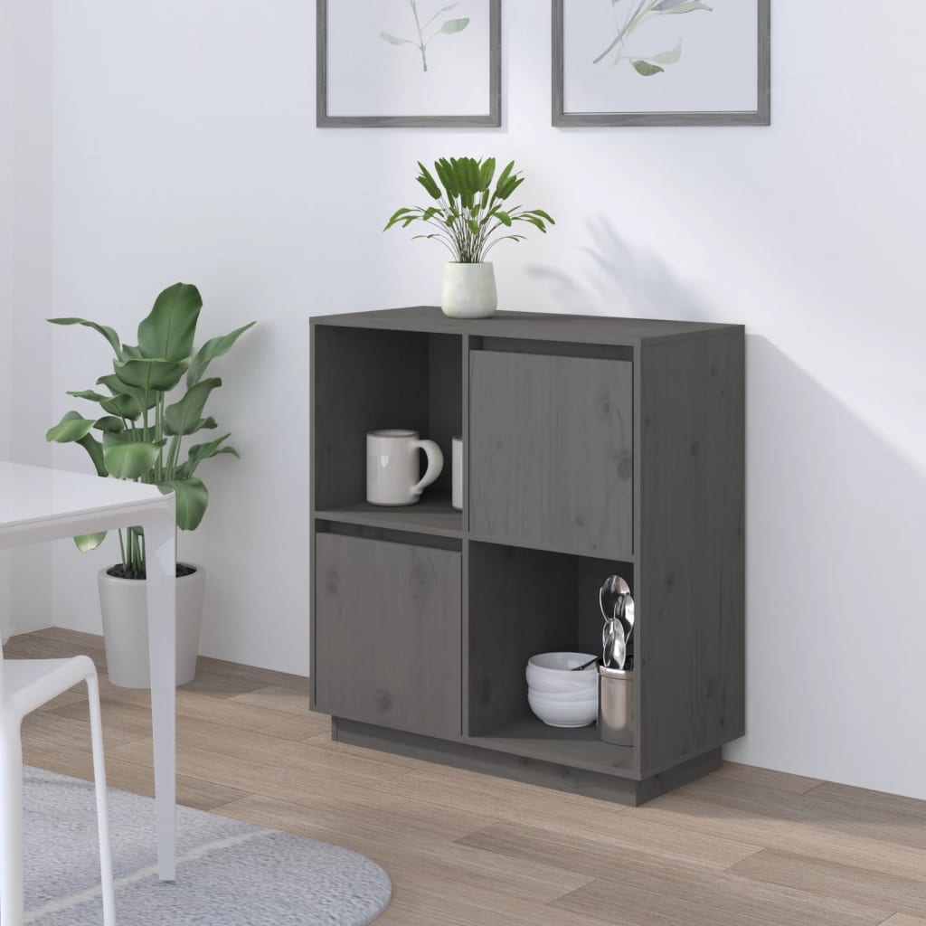 vidaXL Dulap, gri, 74x35x80 cm, lemn masiv de pin vidaXL Dulap, gri, 74x35x80 cm, lemn masiv de pin