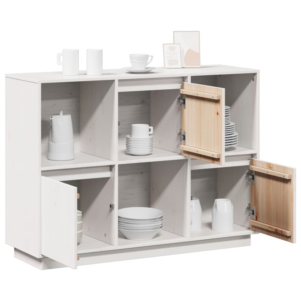 vidaXL Servantă, alb, 110,5x35x80 cm, lemn masiv de pin