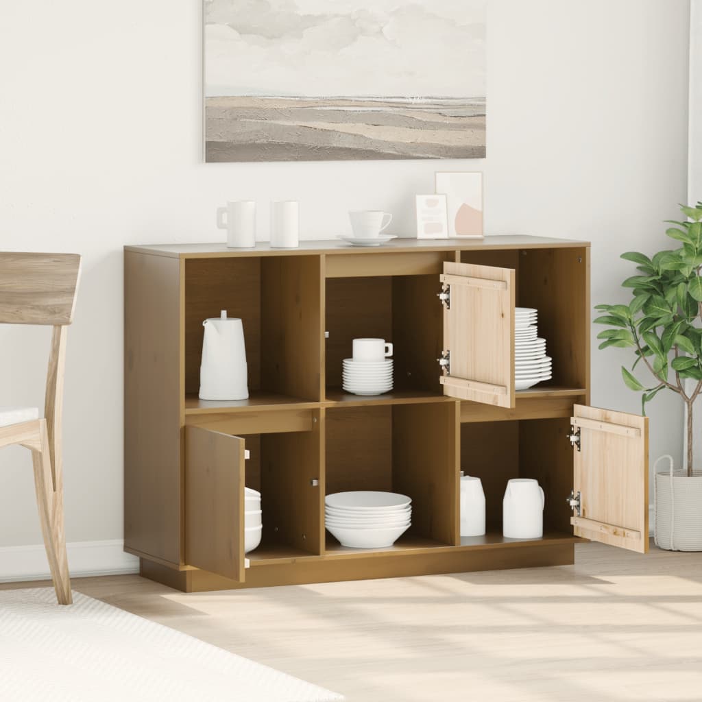 vidaXL Servantă, maro miere, 110,5x35x80 cm, lemn masiv de pin