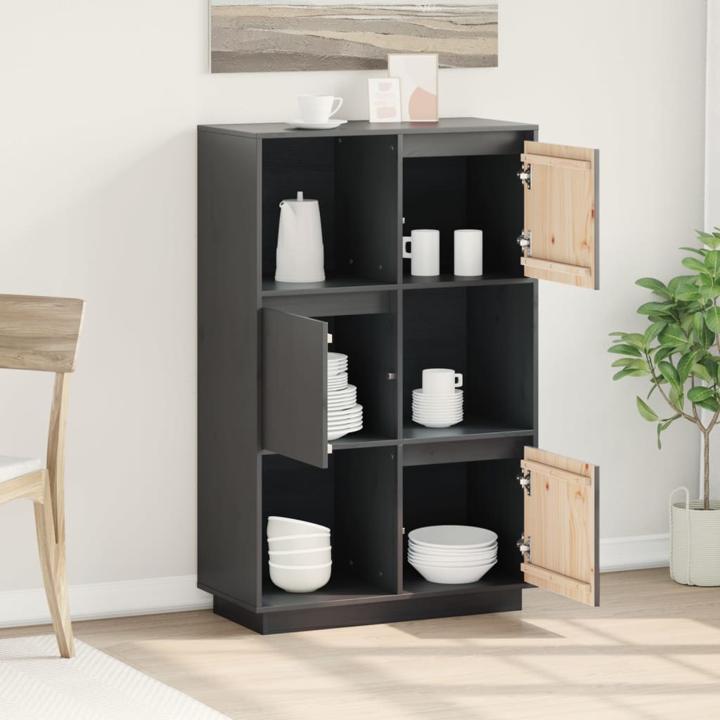 vidaXL Dulap înalt, gri, 74x35x117 cm, lemn masiv de pin